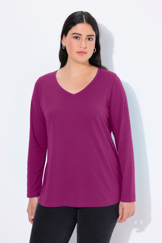 T-shirt Coupe Slim Fit, décolleté en V et manches longues