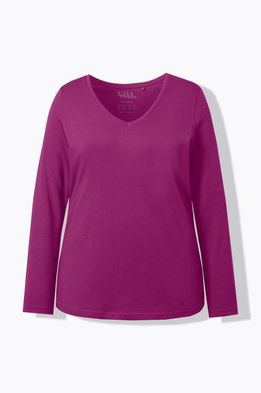 T-shirt Coupe Slim Fit, décolleté en V et manches longues