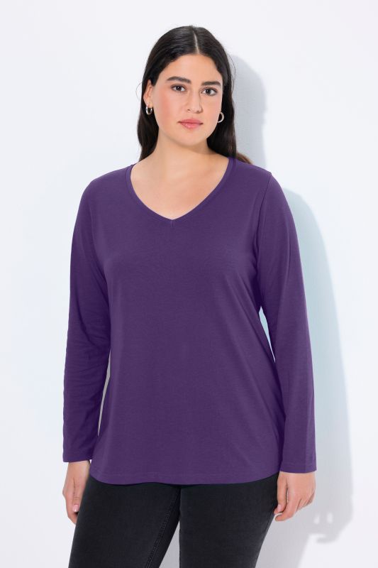 T-shirt Coupe Slim Fit, décolleté en V et manches longues