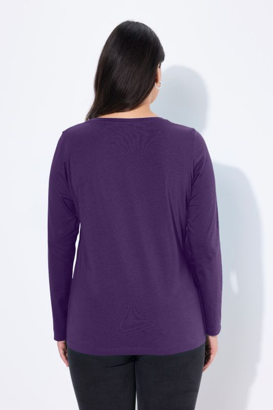T-shirt Coupe Slim Fit, décolleté en V et manches longues