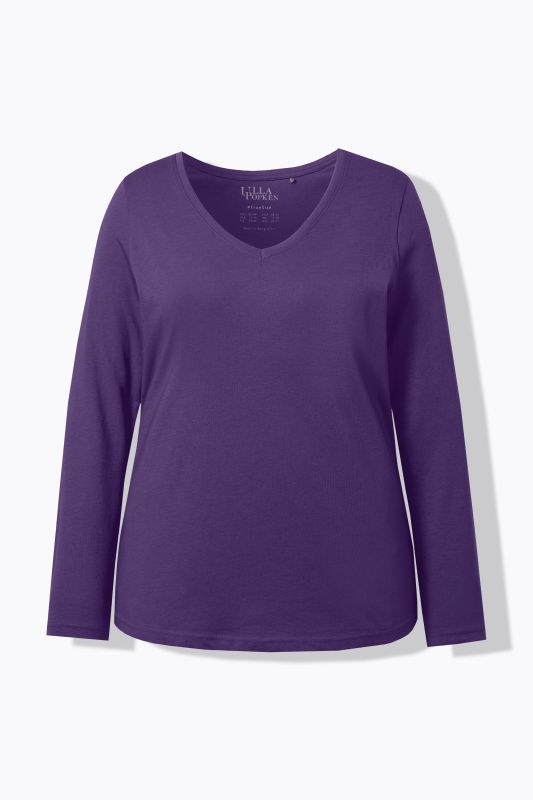 T-shirt Coupe Slim Fit, décolleté en V et manches longues