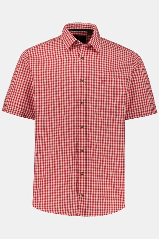 Chemise s'inspirant des tenues traditionnelles bavaroises, manches courtes et col Kent, coupe Modern Fit