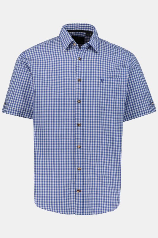 Chemise s'inspirant des tenues traditionnelles bavaroises, manches courtes et col Kent, coupe Modern Fit