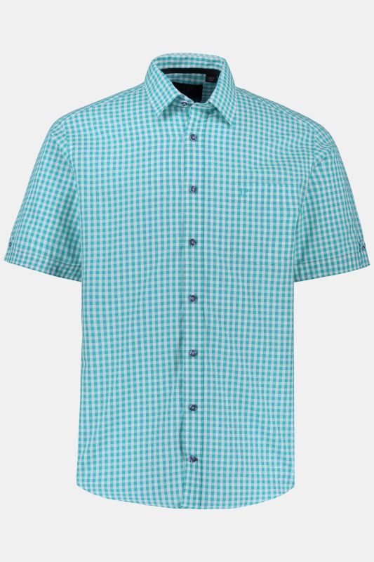 Chemise s'inspirant des tenues traditionnelles bavaroises, manches courtes et col Kent, coupe Modern Fit