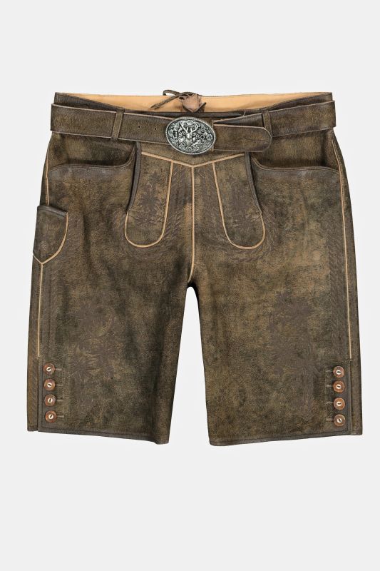 Pantalon en cuir de chèvre, s'inspirant des tenues traditionnelles bavaroises, avec broderies typiques - ceinture en cuir offerte
