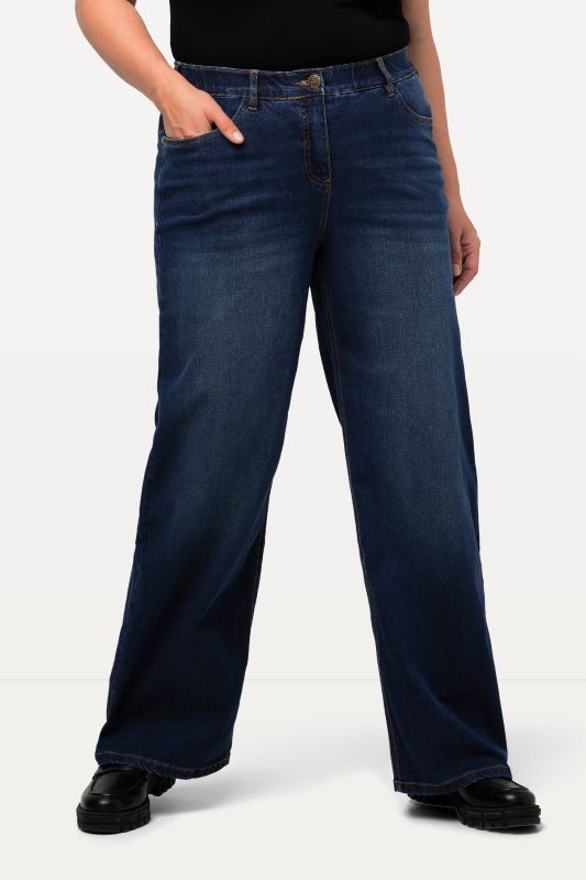 Jean Mary ceinture confortable et jambe large, coupe 5 poches