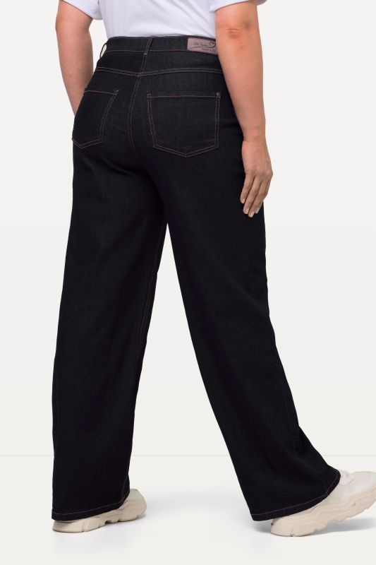 Jean Mary ceinture confortable et jambe large, coupe 5 poches
