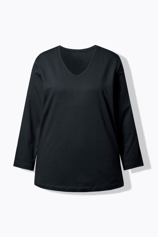 T-shirt coupe Relaxed Fit, décolleté en V et manches longues
