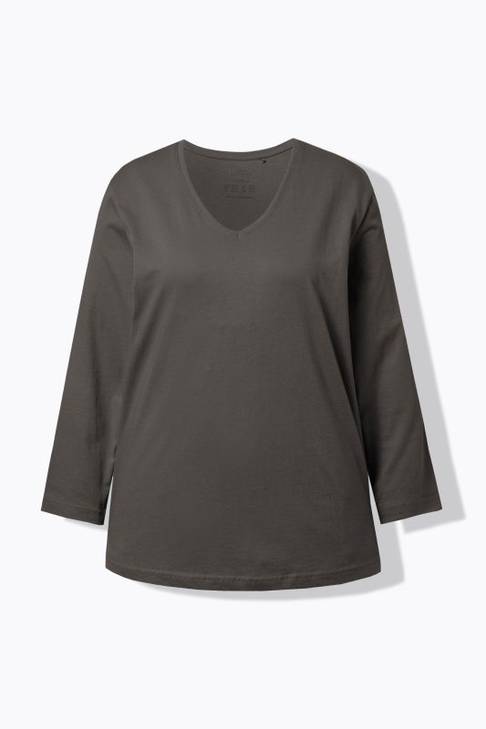 T-shirt coupe Relaxed Fit, décolleté en V et manches longues