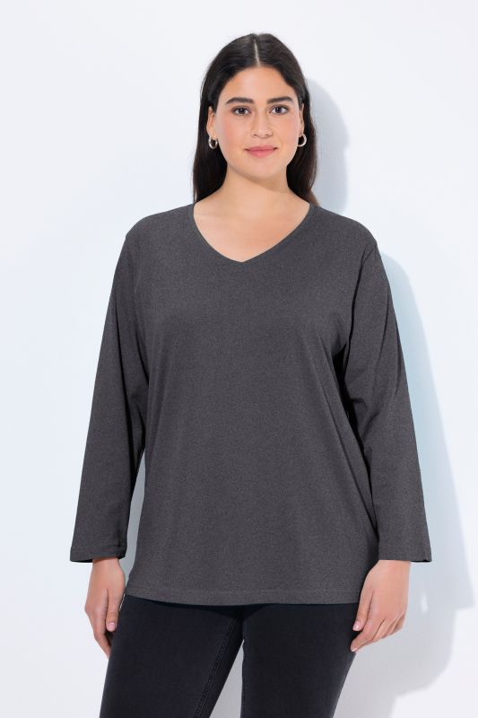 T-shirt coupe Relaxed Fit, décolleté en V et manches longues