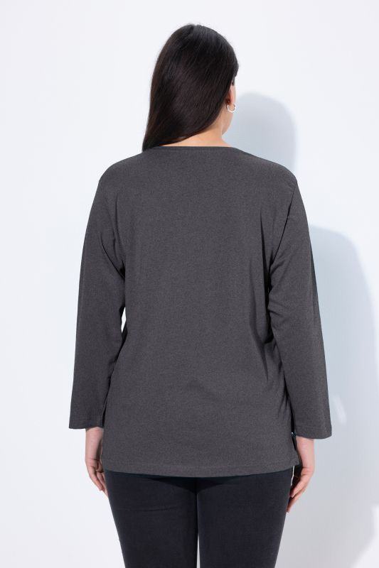 T-shirt coupe Relaxed Fit, décolleté en V et manches longues
