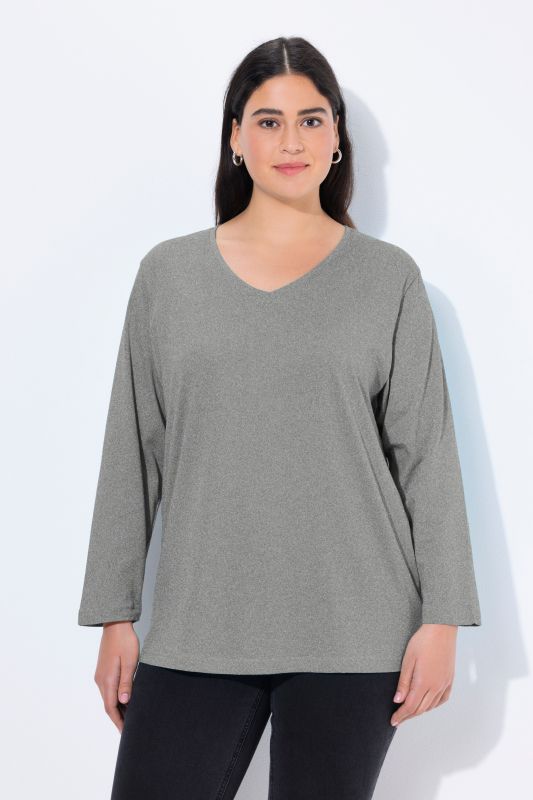 T-shirt coupe Relaxed Fit, décolleté en V et manches longues