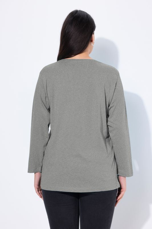 T-shirt coupe Relaxed Fit, décolleté en V et manches longues