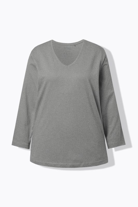T-shirt coupe Relaxed Fit, décolleté en V et manches longues