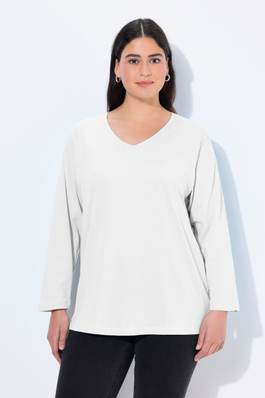 T-shirt coupe Relaxed Fit, décolleté en V et manches longues
