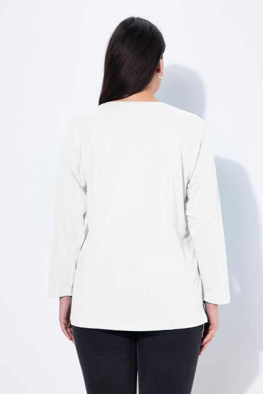 T-shirt coupe Relaxed Fit, décolleté en V et manches longues