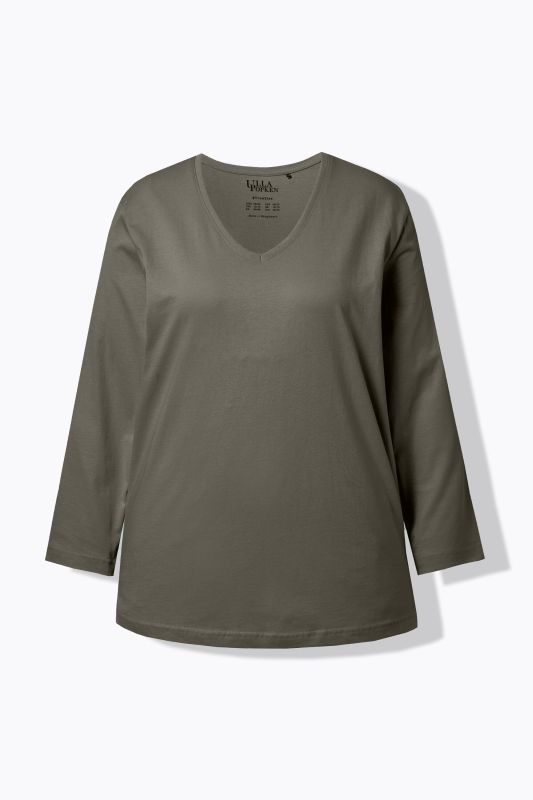 T-shirt coupe Relaxed Fit, décolleté en V et manches longues