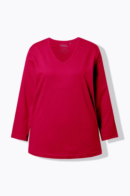 T-shirt coupe Relaxed Fit, décolleté en V et manches longues