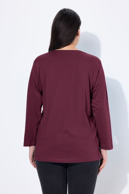 T-shirt coupe Relaxed Fit, décolleté en V et manches longues