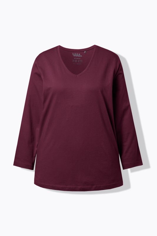 T-shirt coupe Relaxed Fit, décolleté en V et manches longues