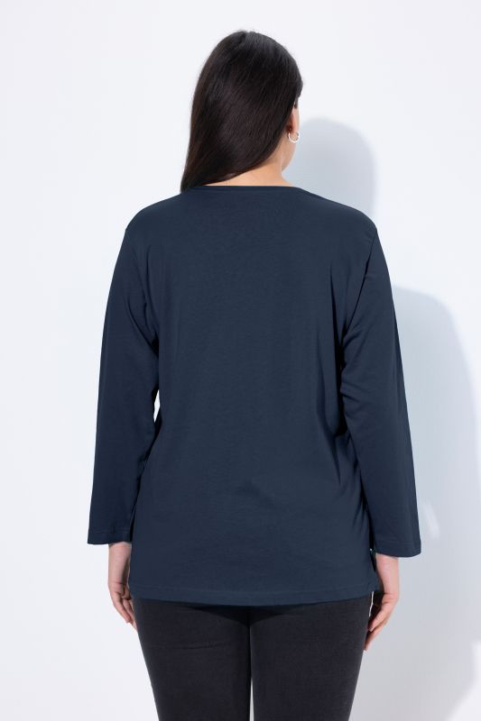 T-shirt coupe Relaxed Fit, décolleté en V et manches longues