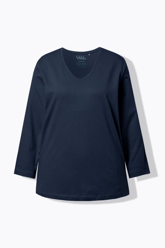 T-shirt coupe Relaxed Fit, décolleté en V et manches longues