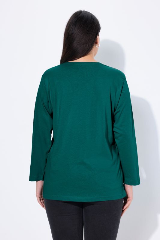 T-shirt coupe Relaxed Fit, décolleté en V et manches longues