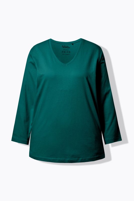 T-shirt coupe Relaxed Fit, décolleté en V et manches longues
