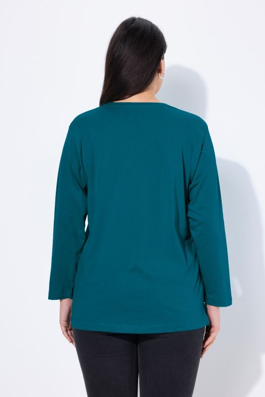 T-shirt coupe Relaxed Fit, décolleté en V et manches longues
