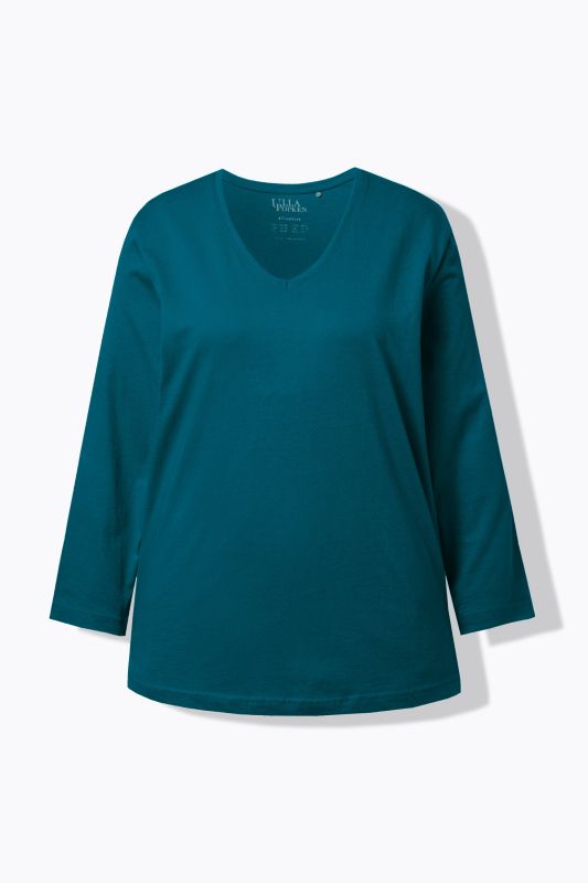T-shirt coupe Relaxed Fit, décolleté en V et manches longues