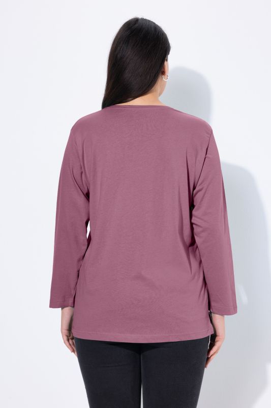 T-shirt coupe Relaxed Fit, décolleté en V et manches longues