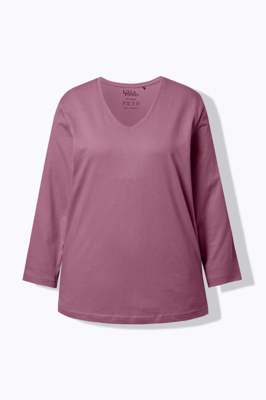 T-shirt coupe Relaxed Fit, décolleté en V et manches longues