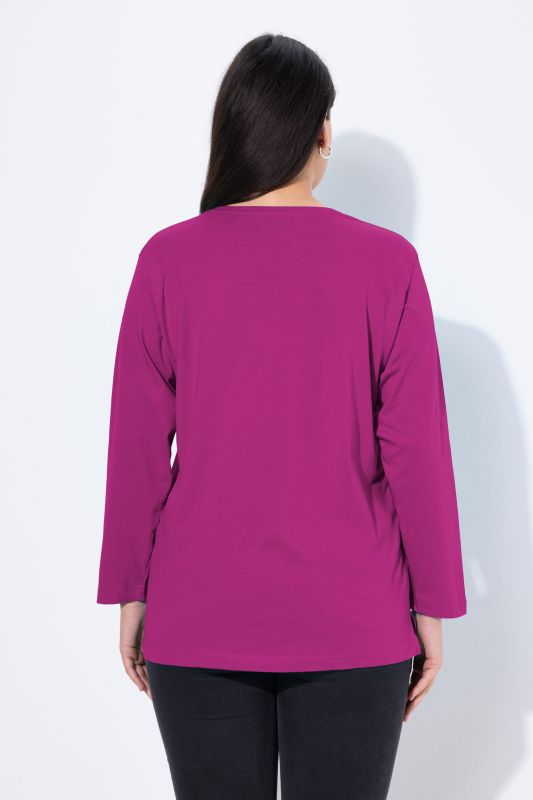 T-shirt coupe Relaxed Fit, décolleté en V et manches longues
