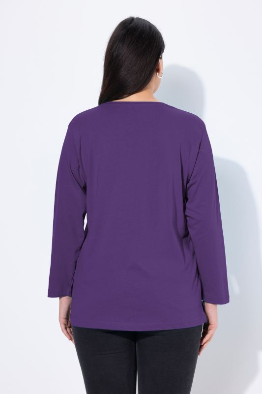 T-shirt coupe Relaxed Fit, décolleté en V et manches longues