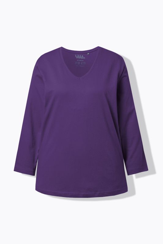 T-shirt coupe Relaxed Fit, décolleté en V et manches longues