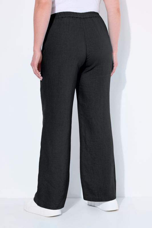 Pantalon en lin Mary. Taille élastique. Jambe droite et large