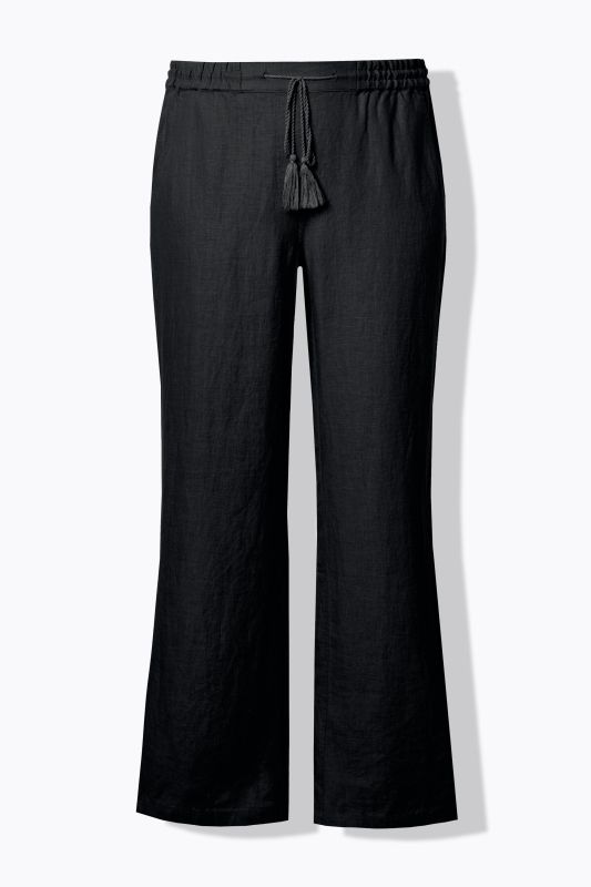 Pantalon en lin Mary. Taille élastique. Jambe droite et large