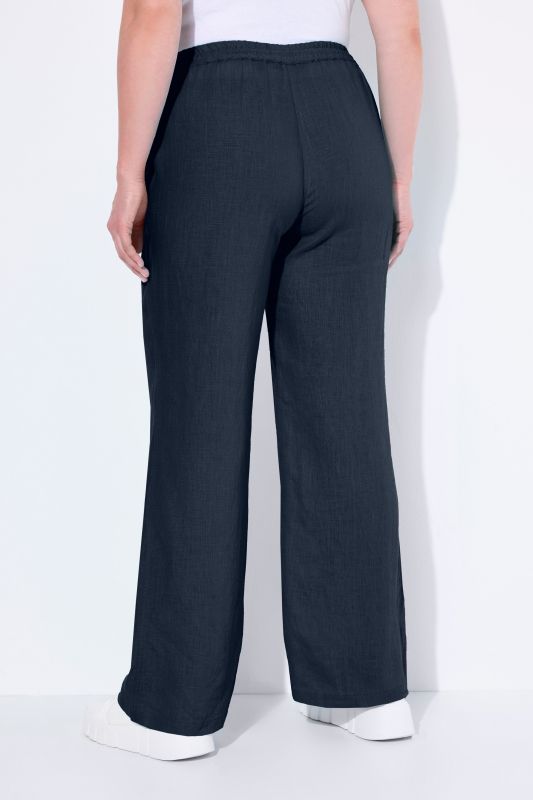 Pantalon en lin Mary. Taille élastique. Jambe droite et large