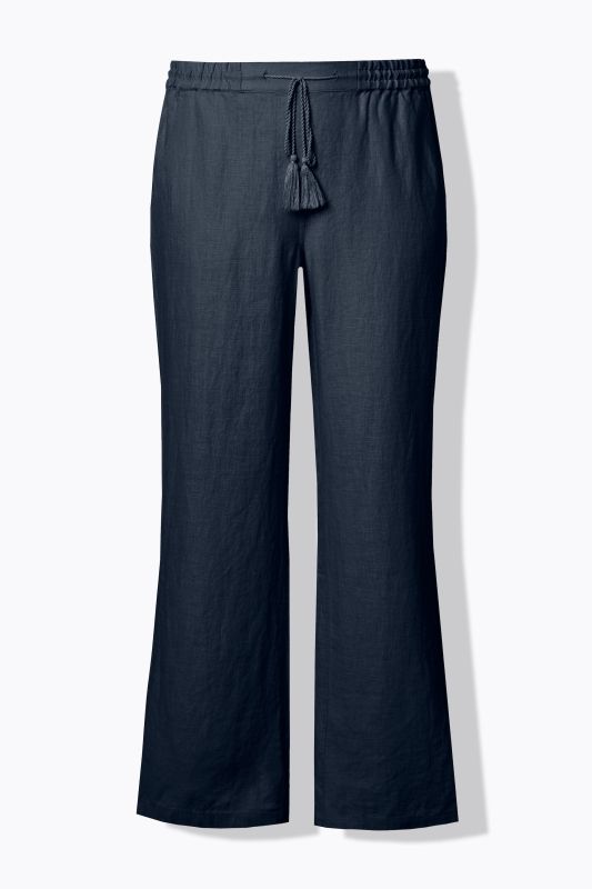 Pantalon en lin Mary. Taille élastique. Jambe droite et large