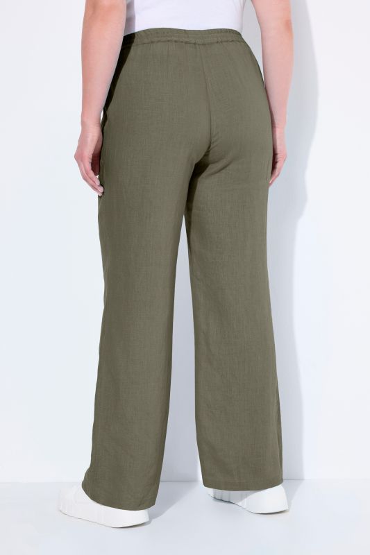 Pantalon en lin Mary. Taille élastique. Jambe droite et large