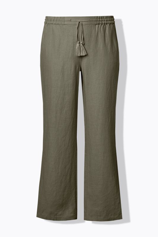 Pantalon en lin Mary. Taille élastique. Jambe droite et large
