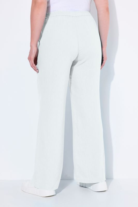 Pantalon en lin Mary. Taille élastique. Jambe droite et large