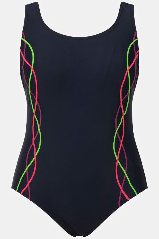 Maillot de bain sans bonnets souples, bande sous la poitrine et passepoils