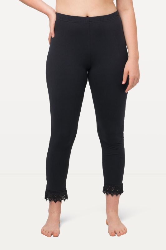 Legging 7/8. Bas de jambe en dentelle. Coton bio