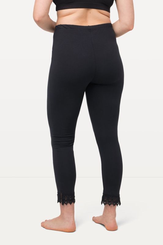 Legging 7/8. Bas de jambe en dentelle. Coton bio