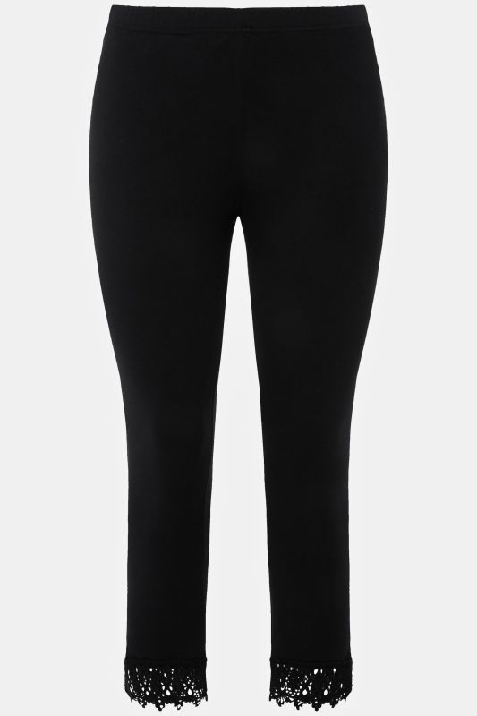 Legging 7/8. Bas de jambe en dentelle. Coton bio
