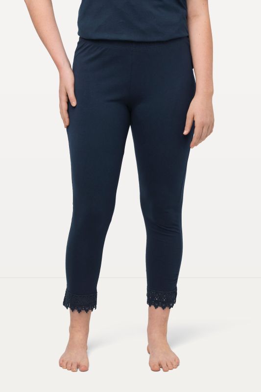 Legging 7/8. Bas de jambe en dentelle. Coton bio