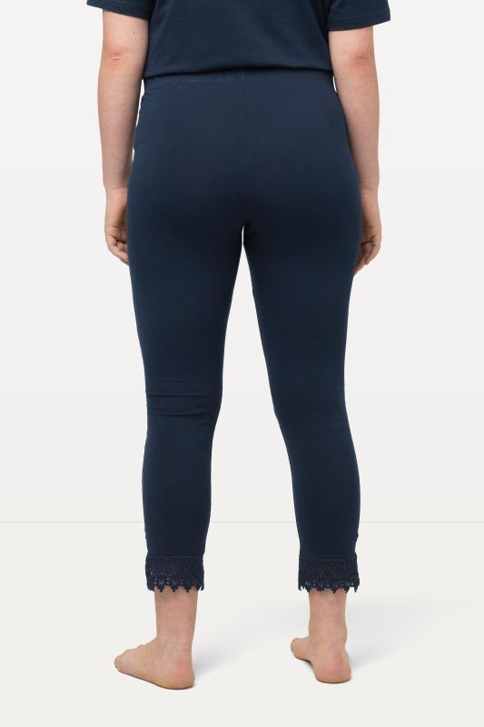 Legging 7/8. Bas de jambe en dentelle. Coton bio