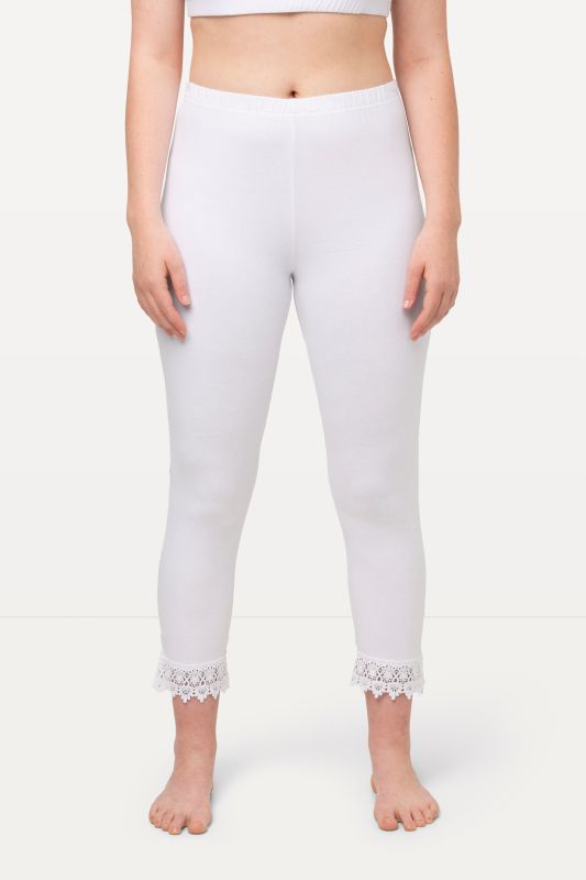 Legging 7/8. Bas de jambe en dentelle. Coton bio