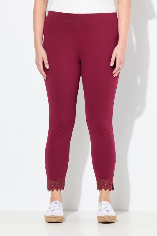 Legging 7/8. Bas de jambe en dentelle. Coton bio